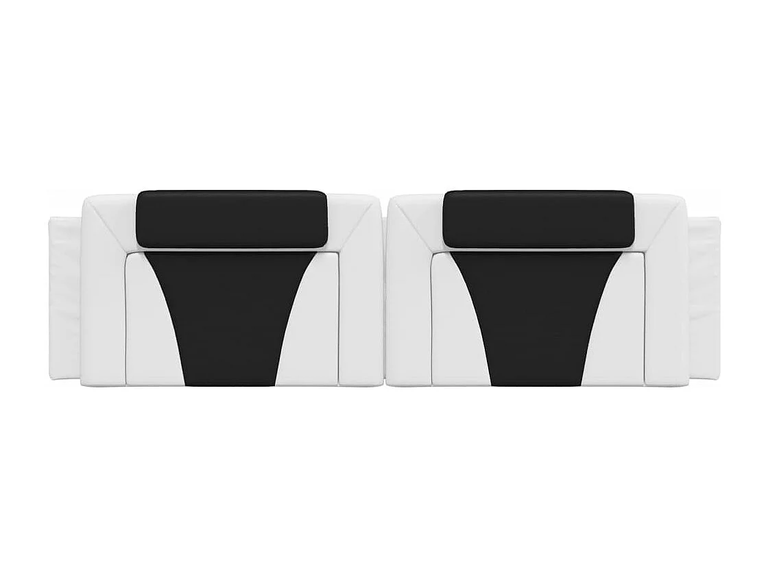 Cabecero de cama acolchado cuero sintético blanco negro 180 cm ES137538