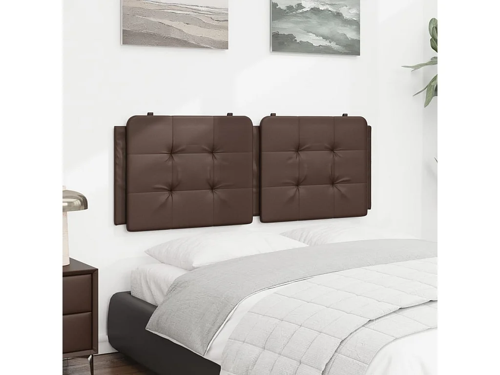 Testata del letto | Cuscino Testiera Marrone 120 cm in Similpelle