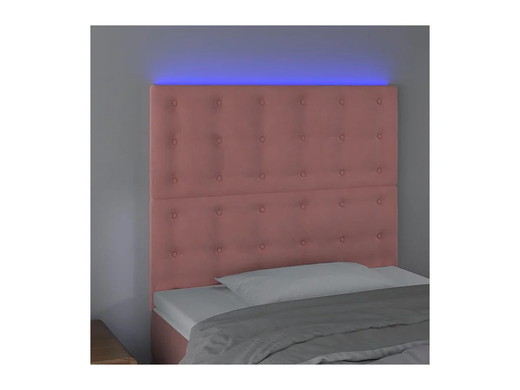Tête de lit à LED Rose 90x5x118/128 cm Velours FR492457