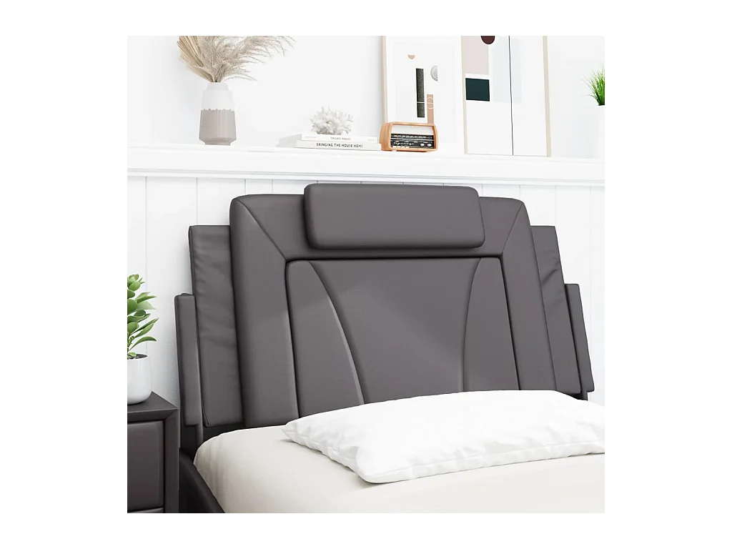 Coussin de tête de lit gris 100 cm similicuir FR865462