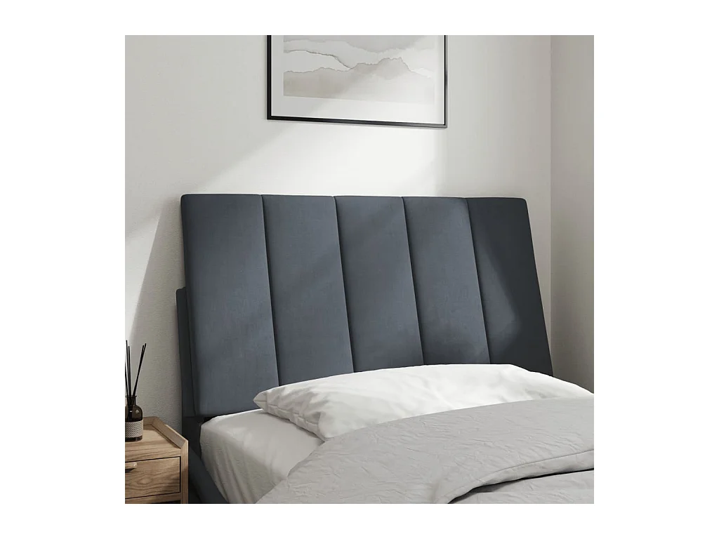 Testata del letto | Cuscino Testiera Grigio Scuro 90 cm in Velluto