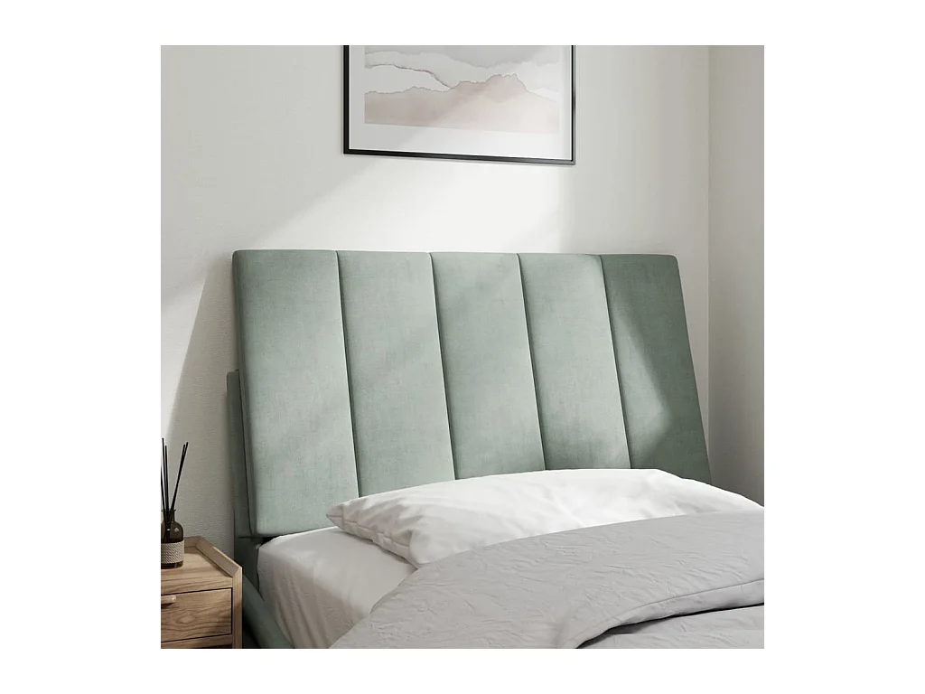 Testata del letto | Cuscino Testiera Grigio Chiaro 90 cm in Velluto