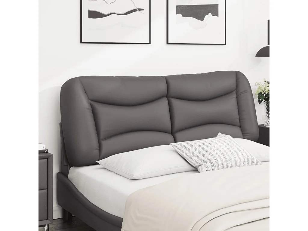 Hoofdbordkussen 120 cm kunstleer grijs BE992477