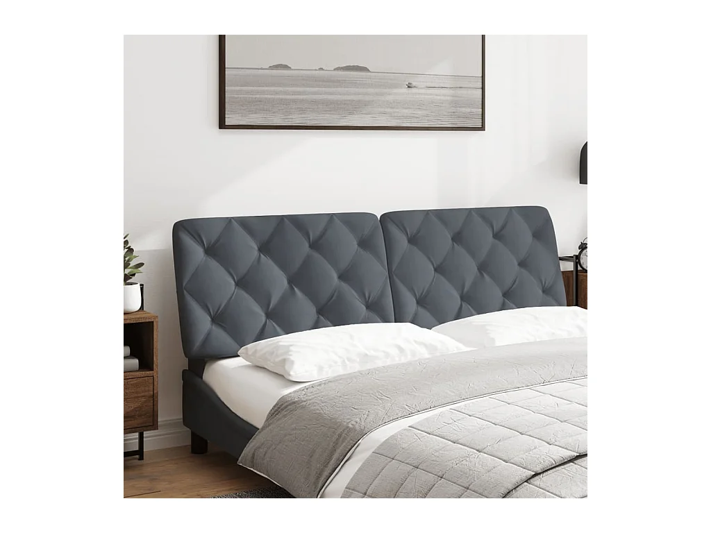 Testata del letto | Cuscino Testiera Grigio Scuro 160 cm in Velluto