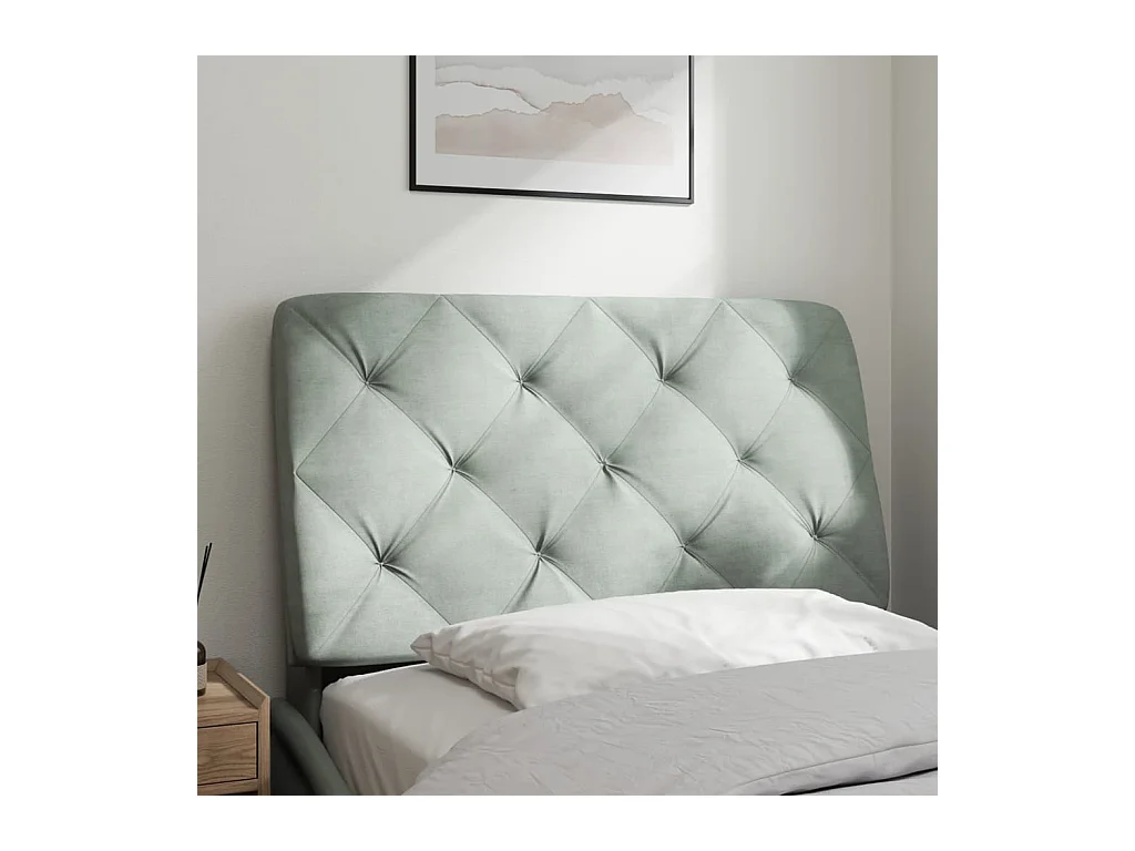 Coussin de tête de lit gris clair 80 cm velours FR980129