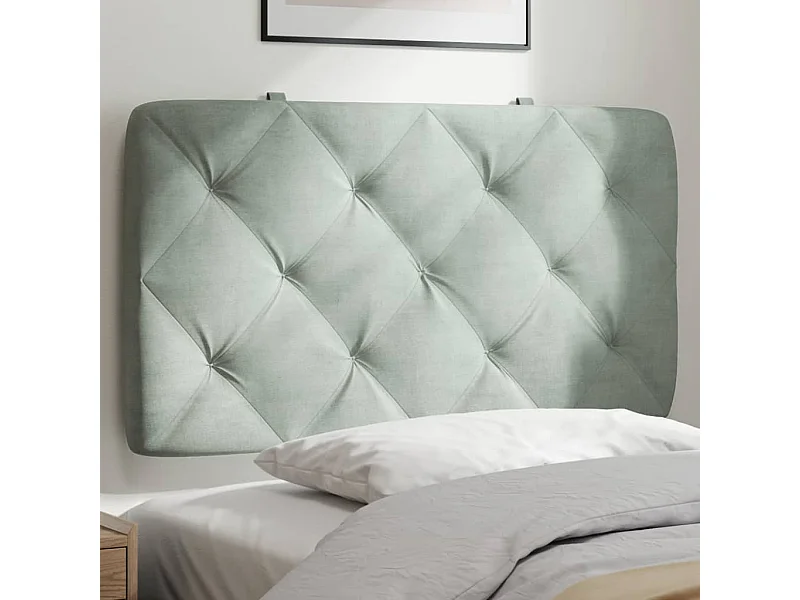 Coussin de tête de lit gris clair 80 cm velours FR980129