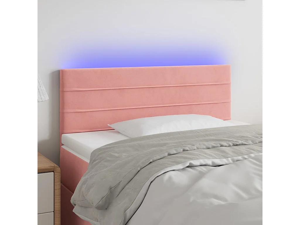 Cabecero con LED de terciopelo rosa 100x5x78/88 cm ES666664