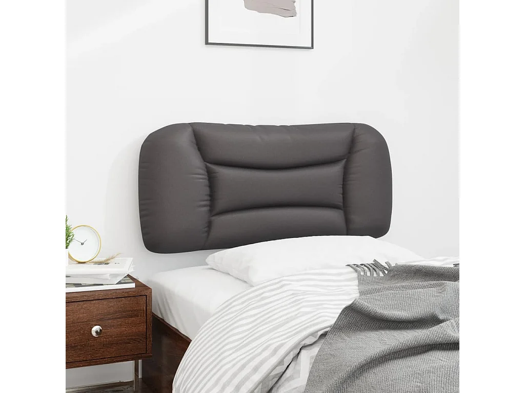 Coussin de tête de lit gris 80 cm similicuir FR743646