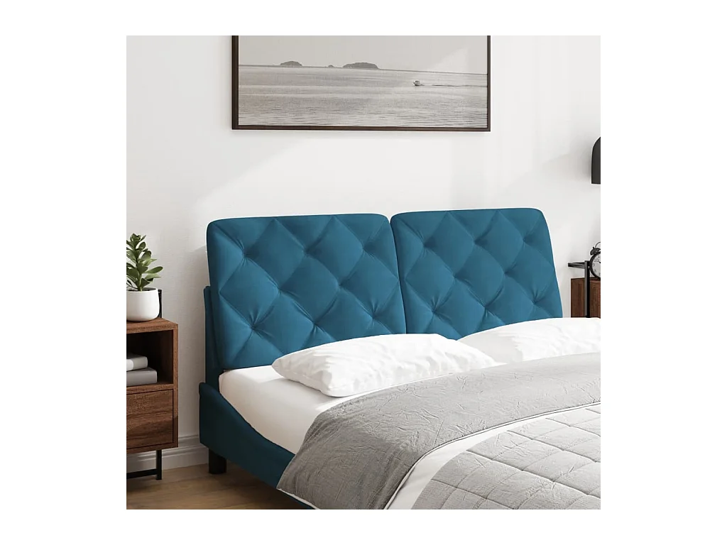 Testata del letto | Cuscino Testiera Blu 120 cm in Velluto