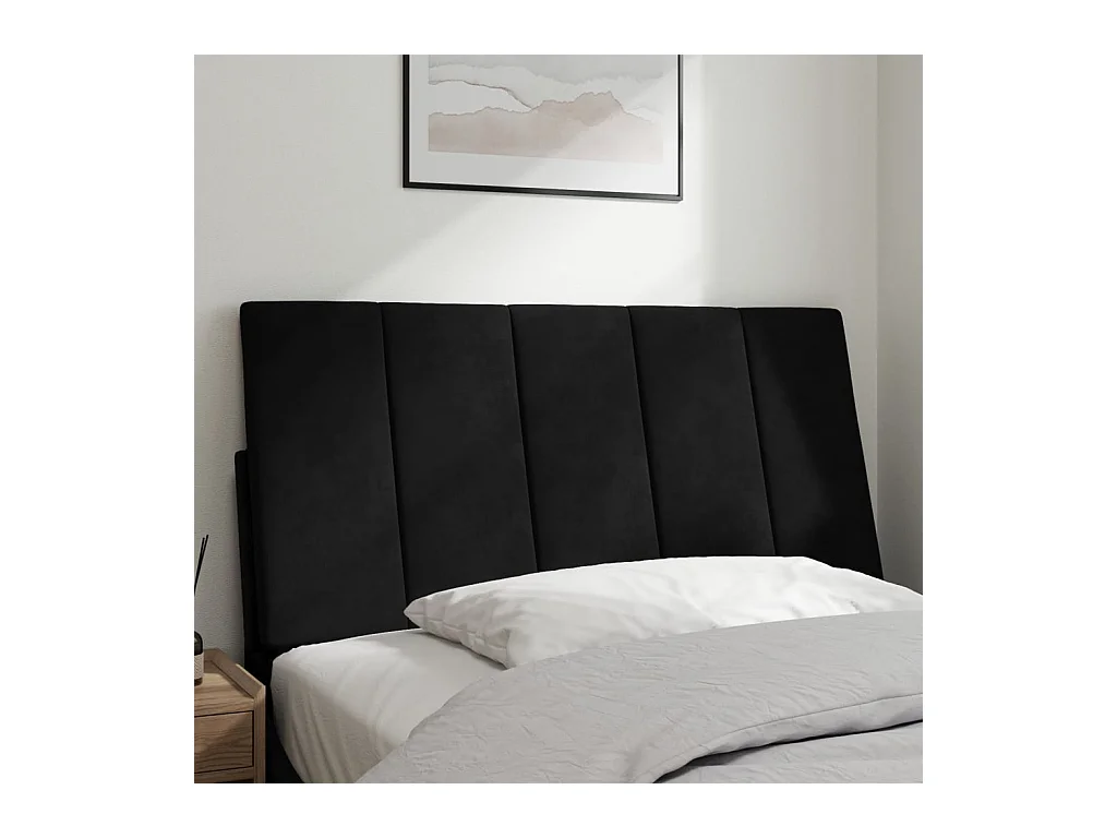 Coussin de tête de lit noir 100 cm velours FR967612