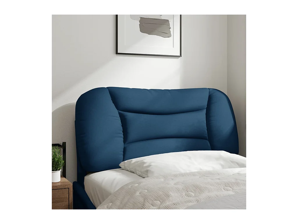 Coussin de tête de lit bleu 90 cm tissu FR822335