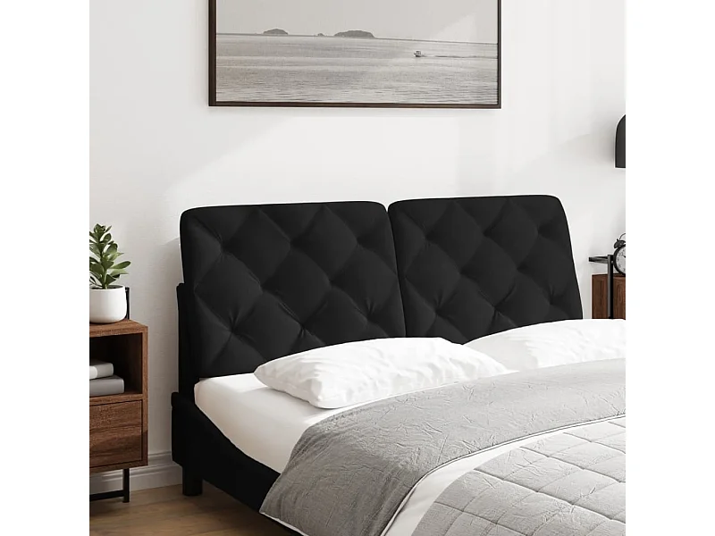 Coussin de tête de lit noir 120 cm velours FR569636