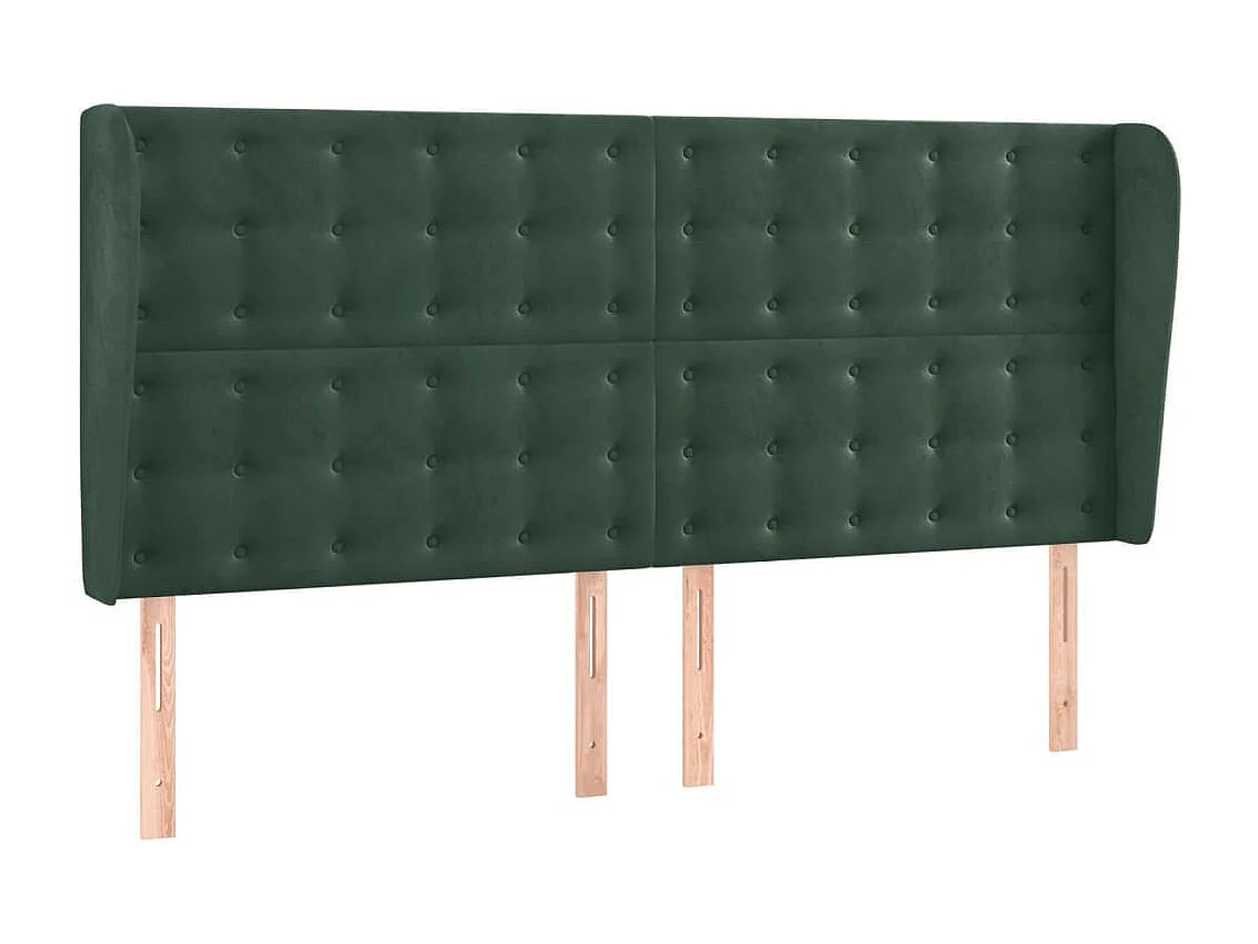 Cabecero con orejas de terciopelo verde oscuro 183x23x118/128cm ES525430