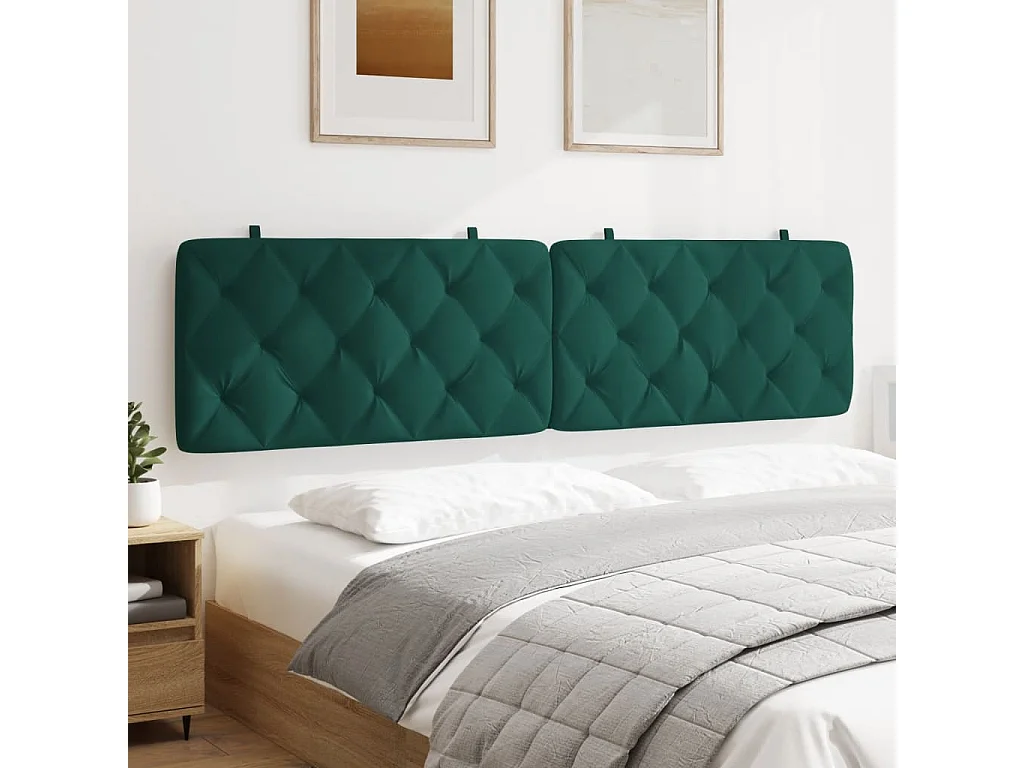 Coussin de tête de lit vert foncé 200 cm velours FR768867