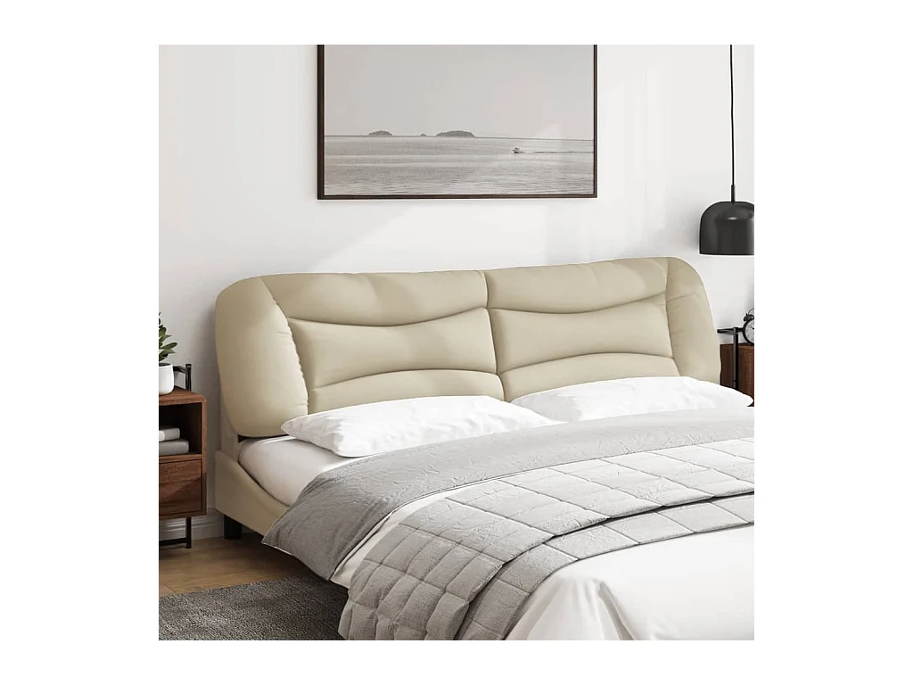 Cabecero de cama acolchado tela crema 200 cm ES248207