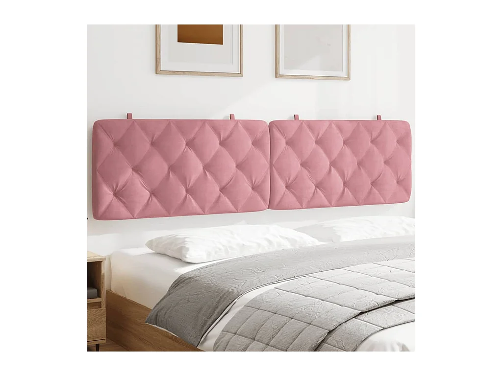 Coussin de tête de lit rose 200 cm velours FR954489