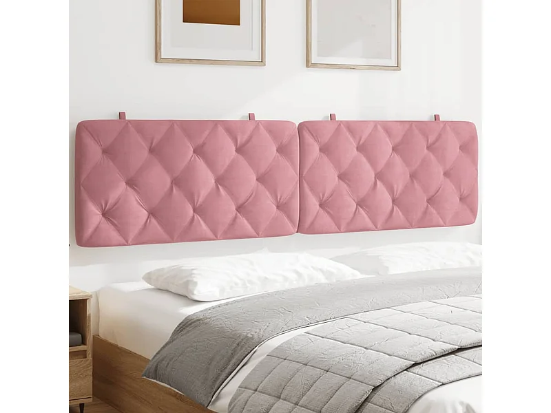 Coussin de tête de lit rose 200 cm velours FR954489