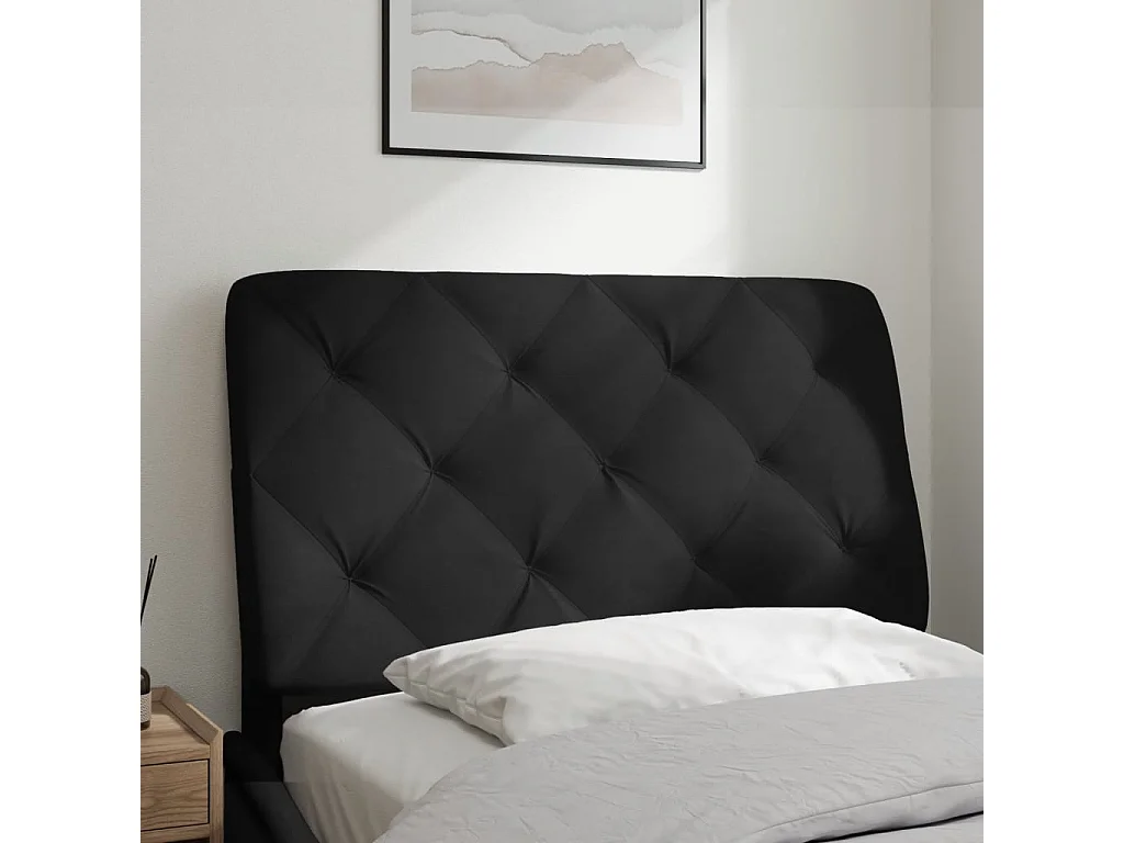 Coussin de tête de lit noir 90 cm velours FR536747