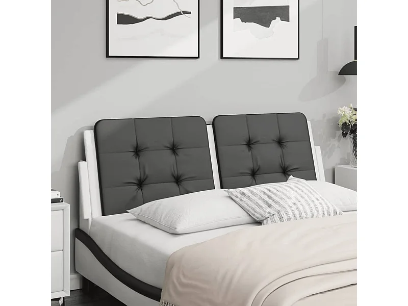 Testata del letto | Cuscino Testiera Nero e Bianco 140 cm in Similpelle
