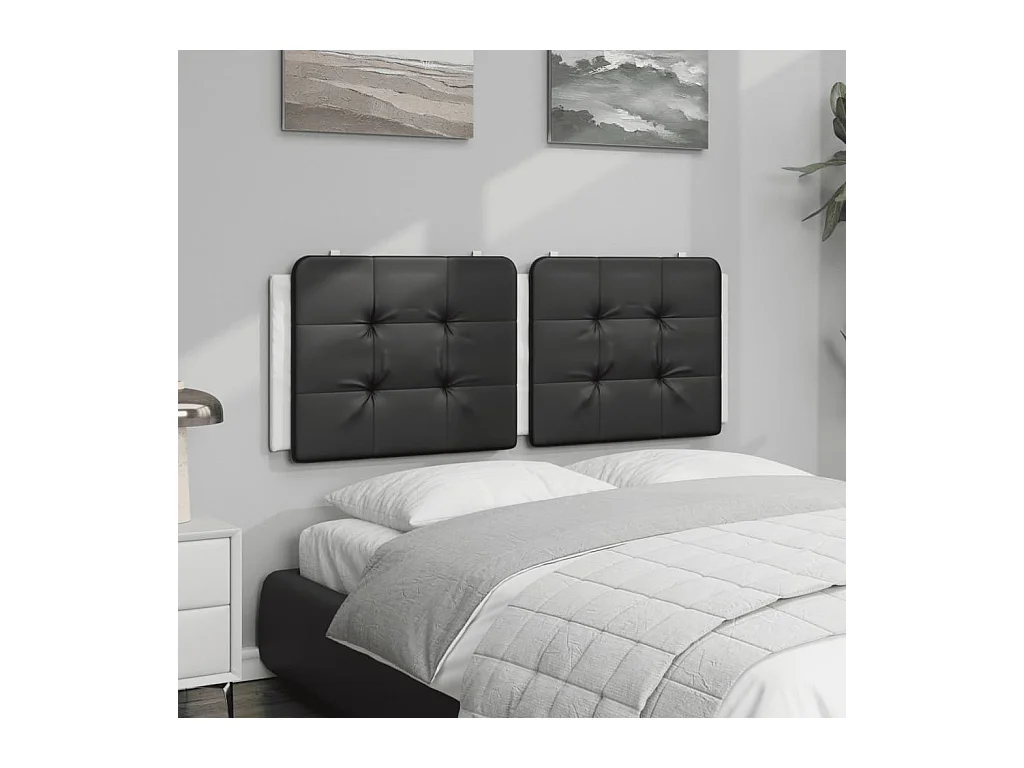 Coussin de tête de lit noir et blanc 140 cm similicuir FR577503