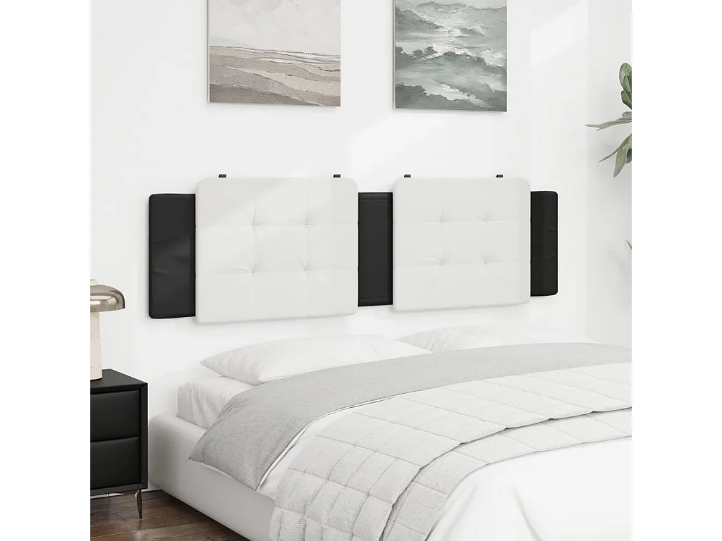 Coussin de tête de lit blanc et noir 180 cm similicuir FR294310