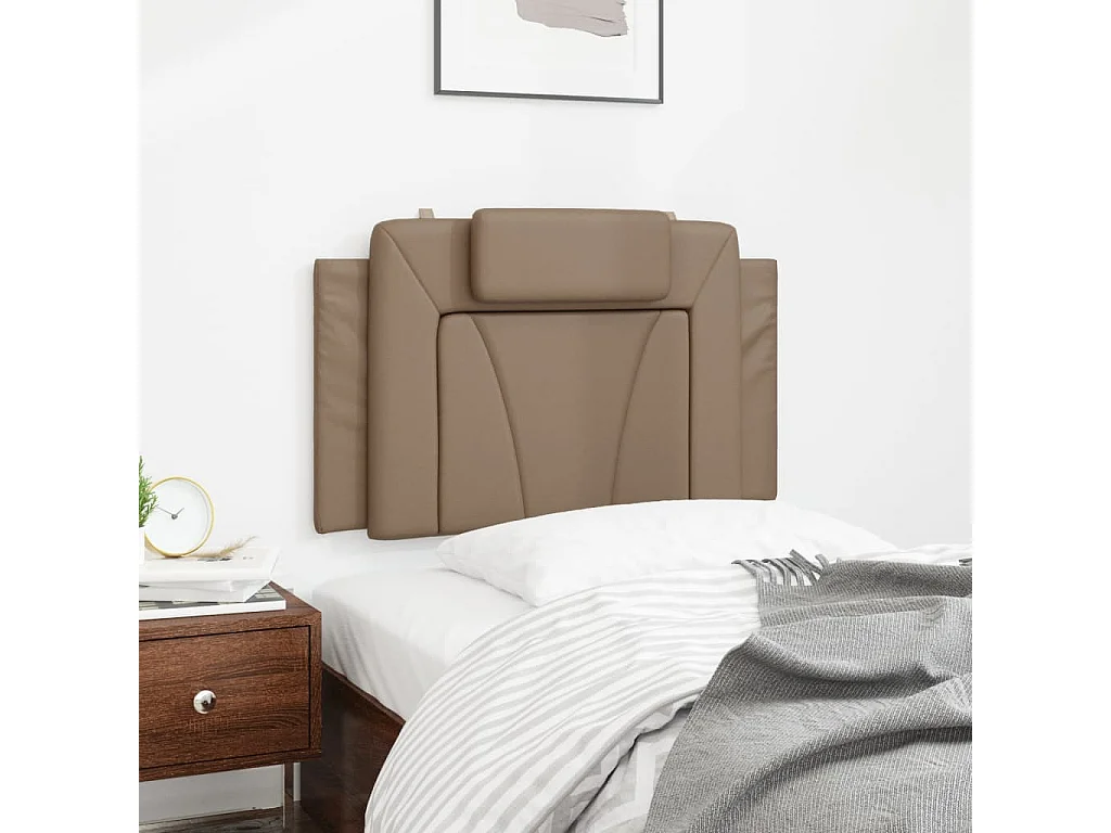 Hoofdbordkussen 90 cm kunstleer cappuccinokleurig BE185705