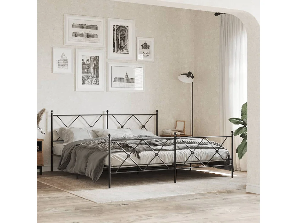 Cabeceira de cama 180 cm metal preto PT370693