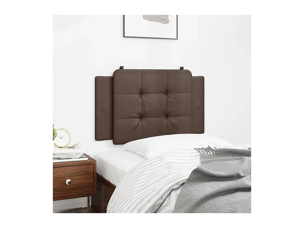Coussin de tête de lit marron 80 cm similicuir FR528319