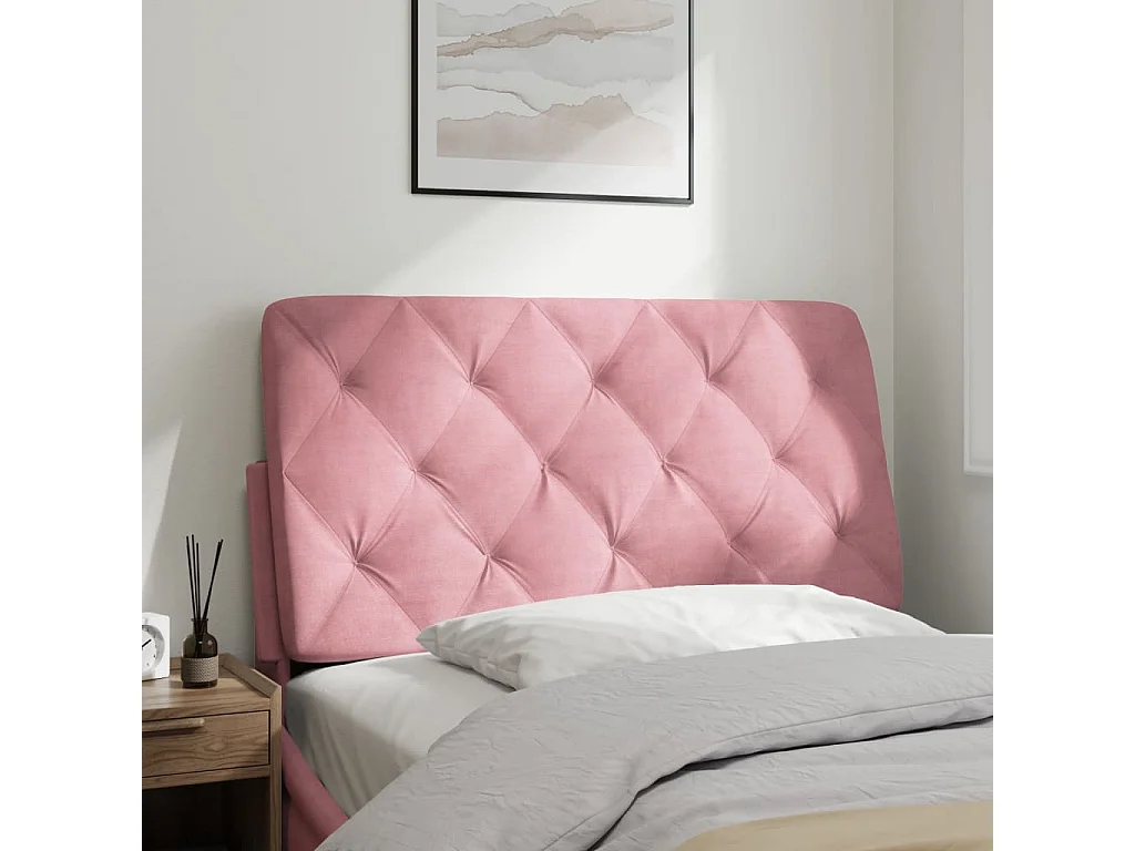 Cabecero de cama acolchado terciopelo rosa 100 cm ES427252