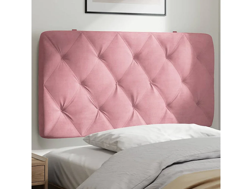 Coussin de tête de lit rose 100 cm velours FR570125