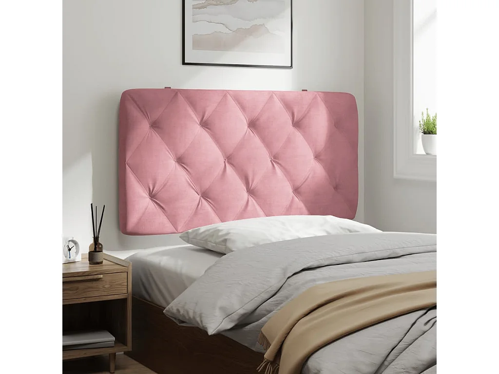 Coussin de tête de lit rose 100 cm velours FR570125