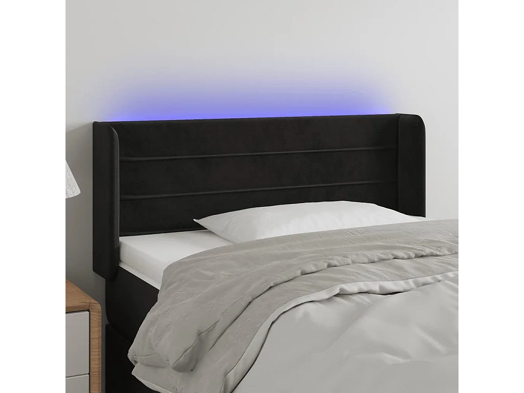 Testiera | Testata del letto a LED Nera 83x16x78/88 cm in Velluto