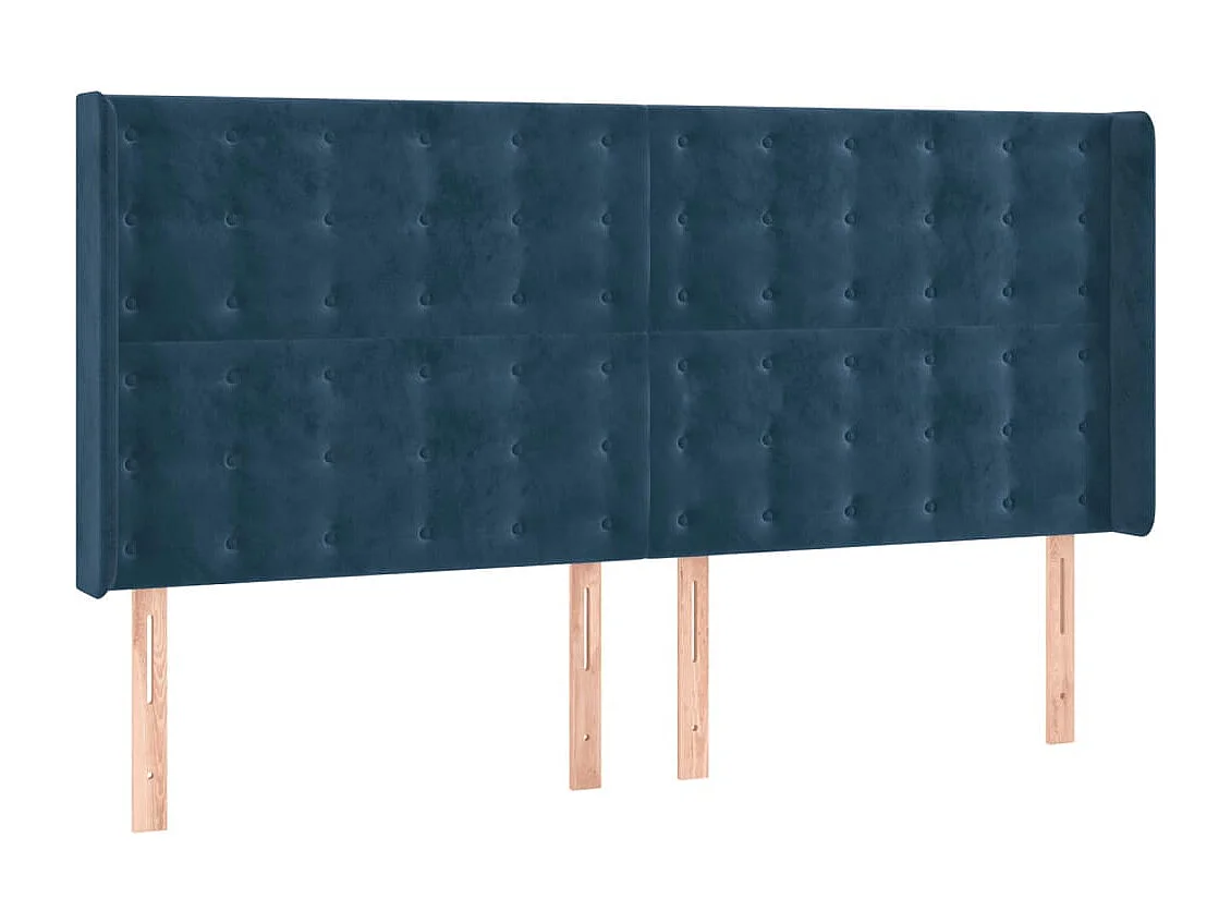 Cabeceira cama c/ luzes LED veludo 183x16x118/128cm azul-escuro PT976131