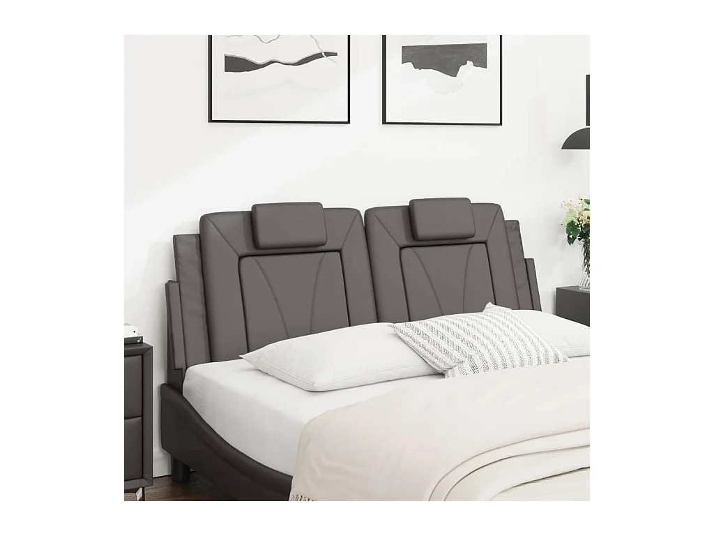 Coussin de tête de lit gris 140 cm similicuir FR935377