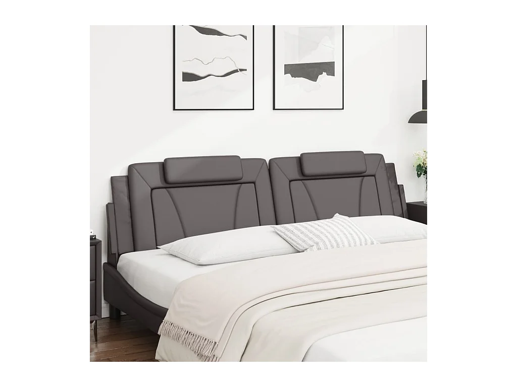 Coussin de tête de lit gris 200 cm similicuir FR779905