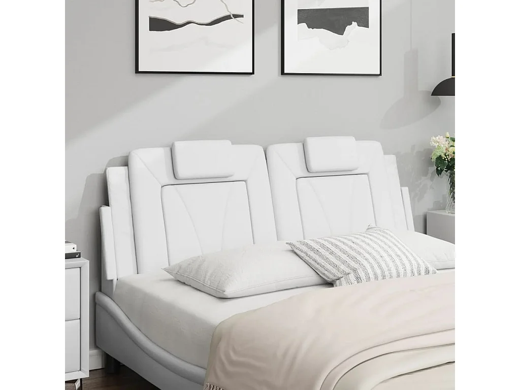 Hoofdbordkussen 140 cm kunstleer wit BE144145