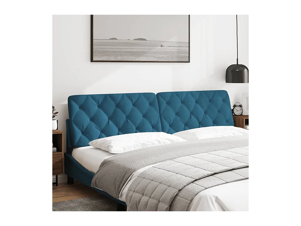 Testata del letto | Cuscino Testiera Blu 200 cm in Velluto