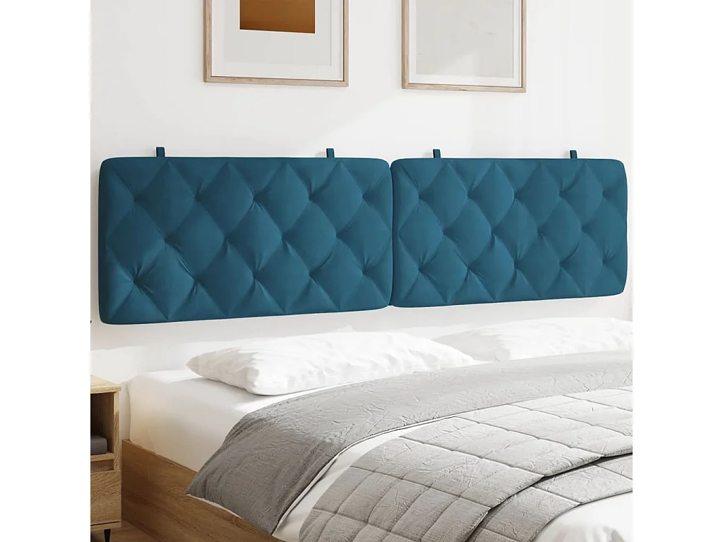 Coussin de tête de lit bleu 200 cm velours FR690546