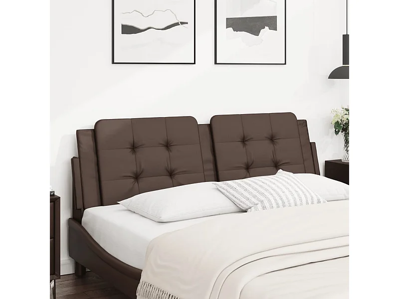 Almofadão de cabeceira 160 cm couro artificial castanho PT341444