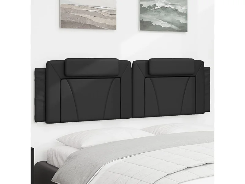 Cabecero de cama acolchado cuero sintético negro 180 cm ES280720