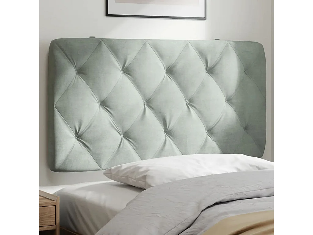 Coussin de tête de lit gris clair 100 cm velours FR405016