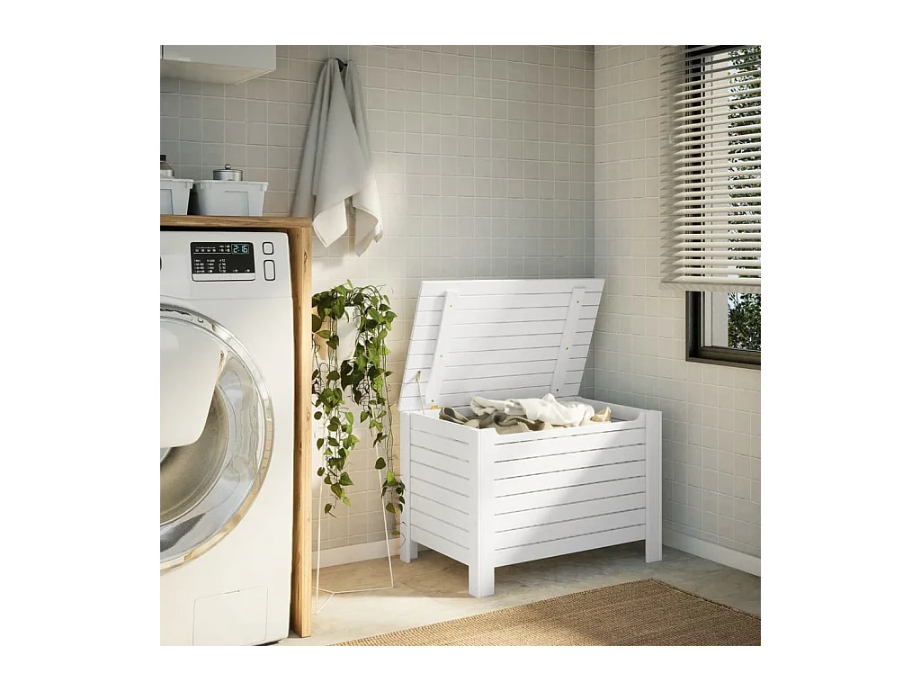 Boîte de rangement avec couvercle RANA blanc bois massif de pin FR685174