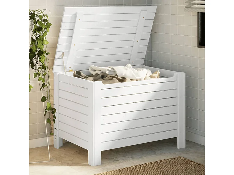 Opbergbox met deksel RANA 80x49x54 cm massief grenenhout wit BE531108