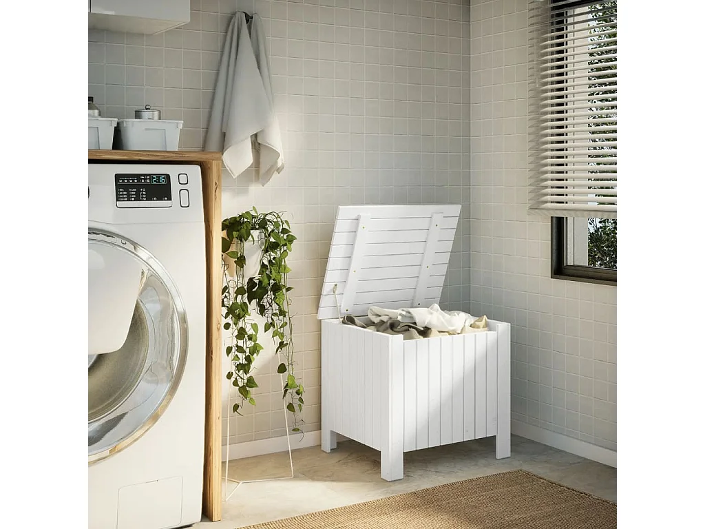 Boîte de rangement avec couvercle RANA blanc bois massif de pin FR629062