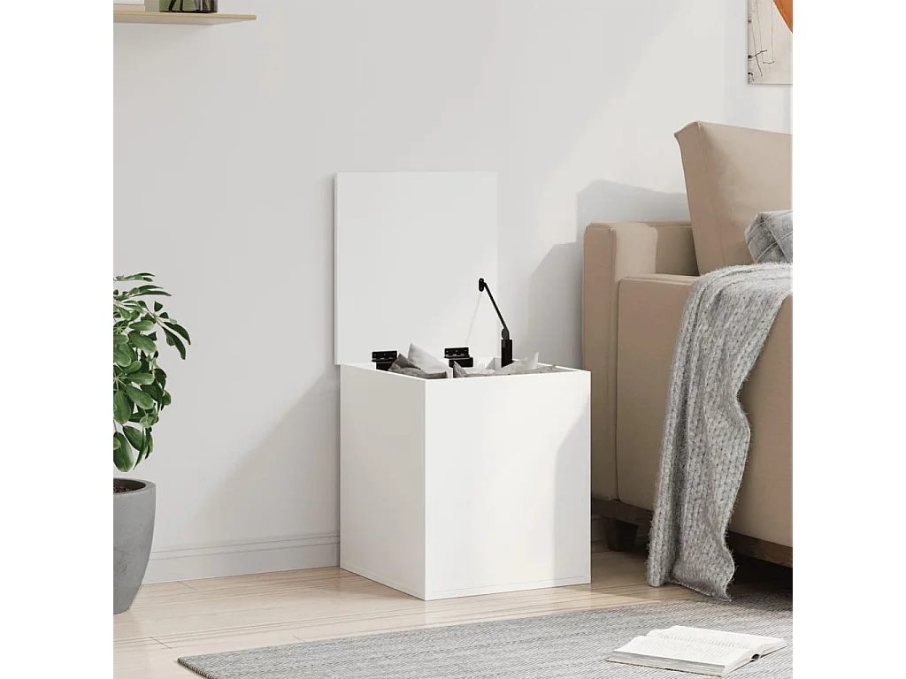 Boîte de rangement blanc 40x42x46 cm bois d'ingénierie FR535986