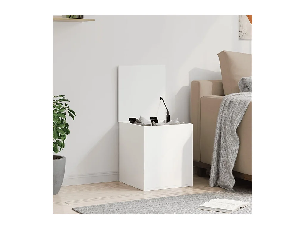 Boîte de rangement blanc 40x42x46 cm bois d'ingénierie FR535986