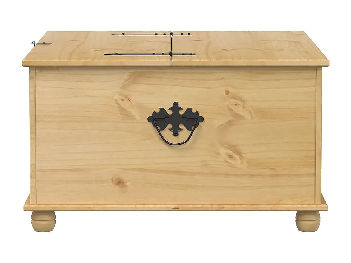 Arca de arrumação Corona 90x78x45 cm madeira de pinho maciça PT455173