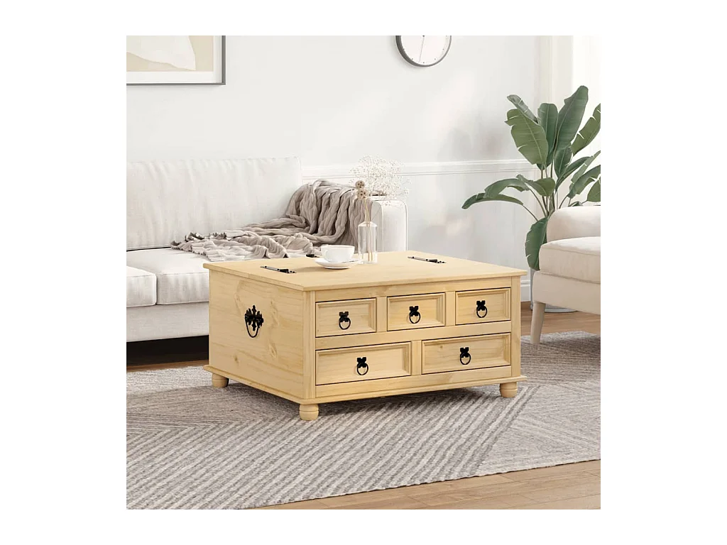 Boîte de rangement Corona 90x78x45 cm bois de pin massif FR578633