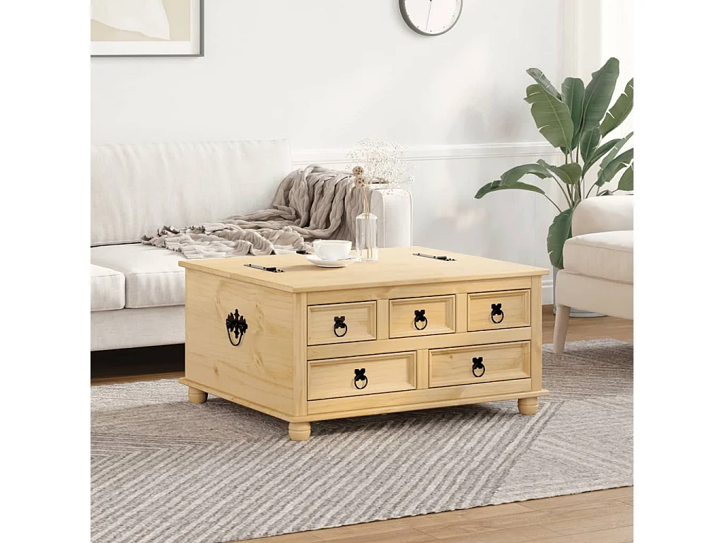 Boîte de rangement Corona 90x78x45 cm bois de pin massif FR578633