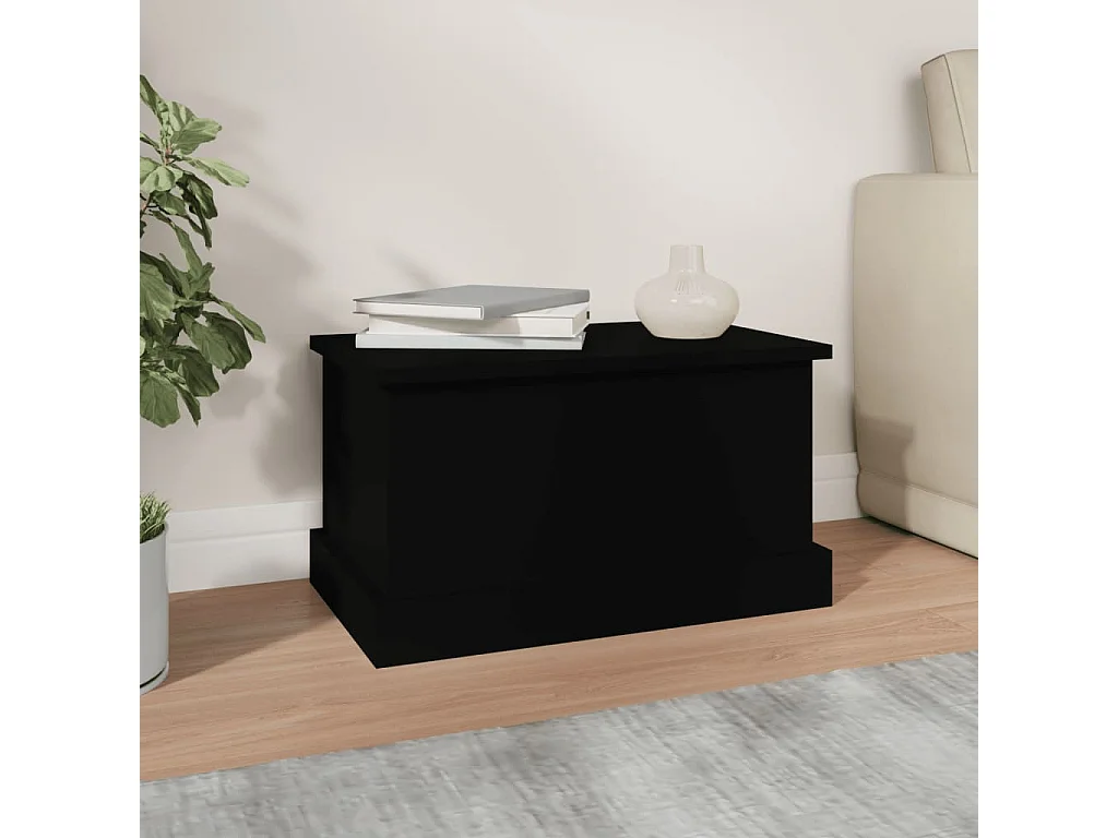 Boîte de rangement noir 50x30x28 cm bois d'ingénierie FR564727